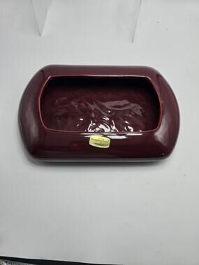 Vintage Haeger Floral Shallow Planter Burgandy Red Ceramic USA